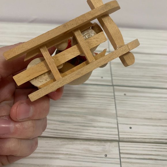 Vintage Handmade Wood Art Girl With Big And Puppy On Sleigh Figurine - Picture 5 of 9